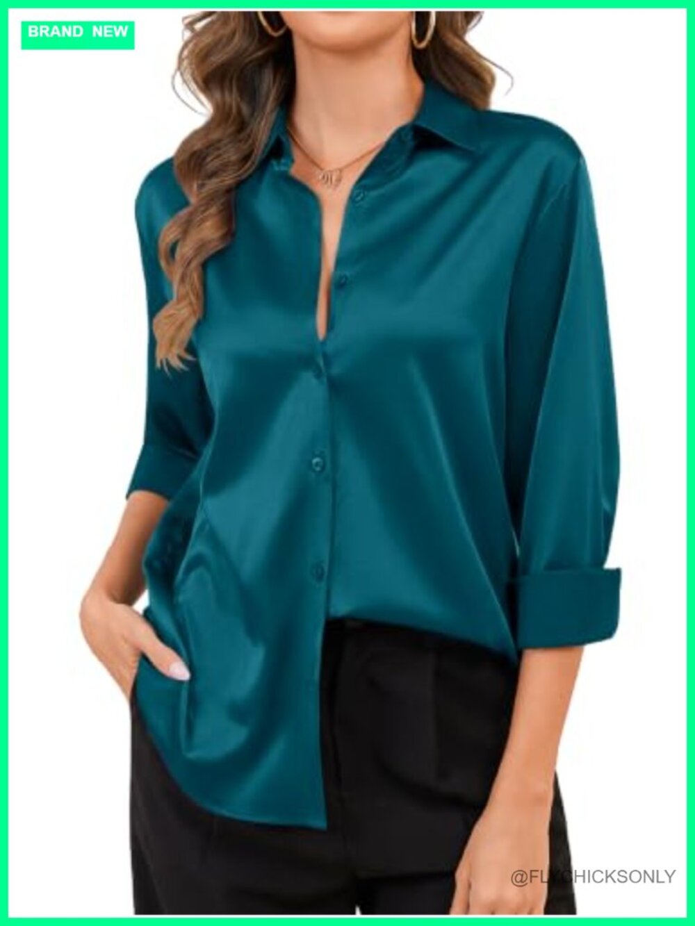 Satin Silk Women's Shirt Button Down Long Sleeve Blouse